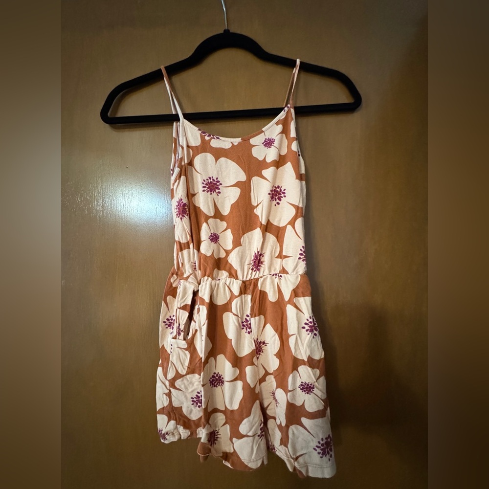 Fighting Eel Floral Kids Romper - Orange and Cream